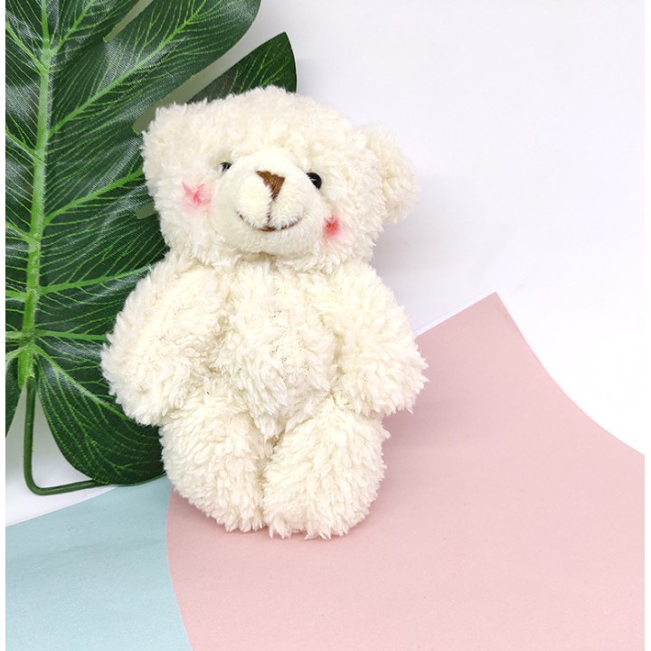 Gấu bông đồ chơi 2 má hồng đáng yêu làm móc cặp và chìa khóa cao 12cm