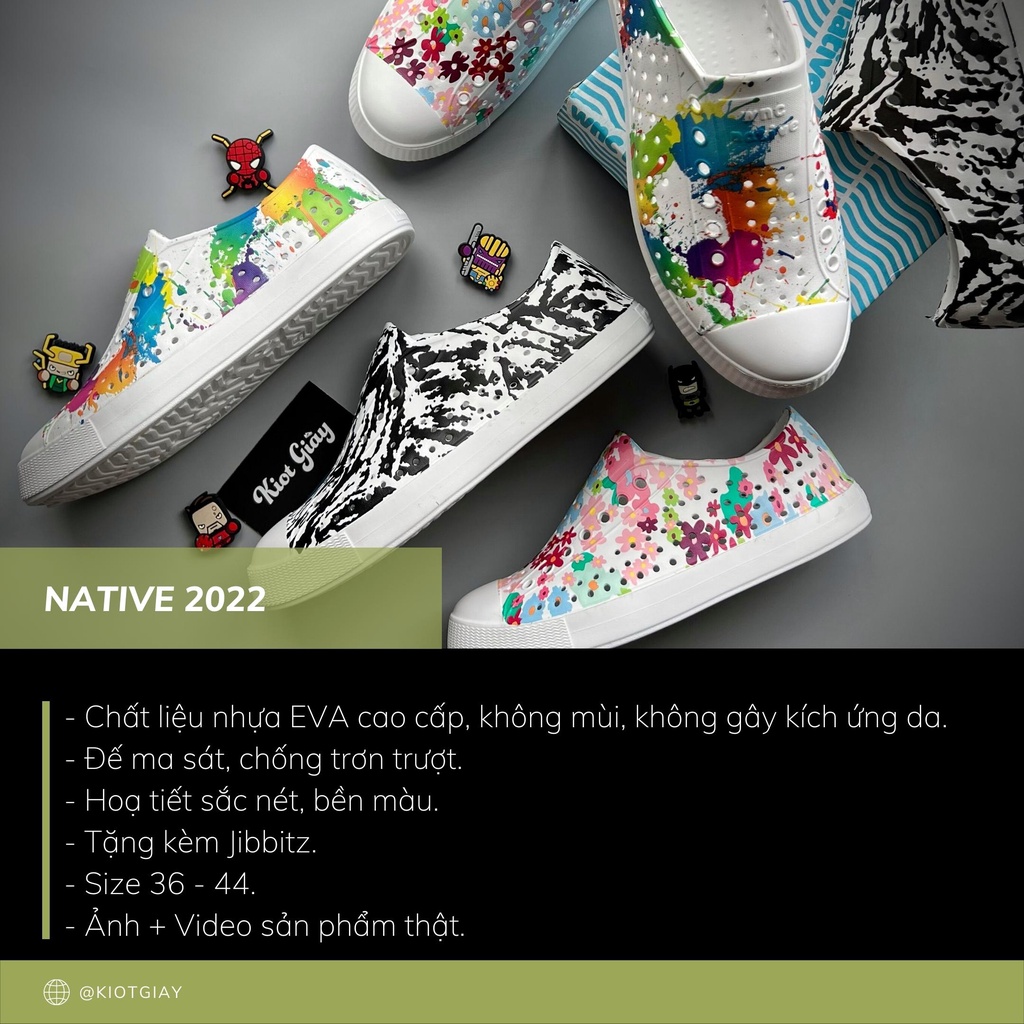 Giày wnc Native 2022 nam nữ - Giày nhựa đi mưa, đi biển siêu nhẹ siêu bền