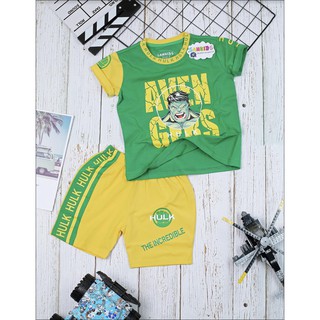 Bộ quần áo siêu nhân ngắn tay in Logo người Khổng Lồ Xanh