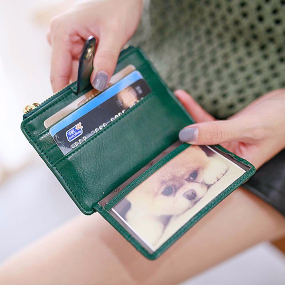 FORBETTER Ví Da PU Ngắn Siêu Mỏng Có Khóa Kéo Thời Trang Unisex