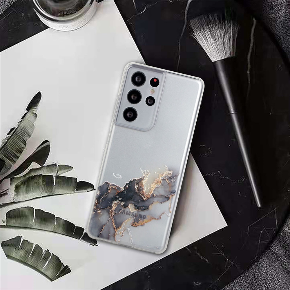 Ốp điện thoại nhựa TPU mềm trong suốt họa tiết vết nứt màu nước cho Samsung Galaxy S21 Ultra S21 Plus S21 FE