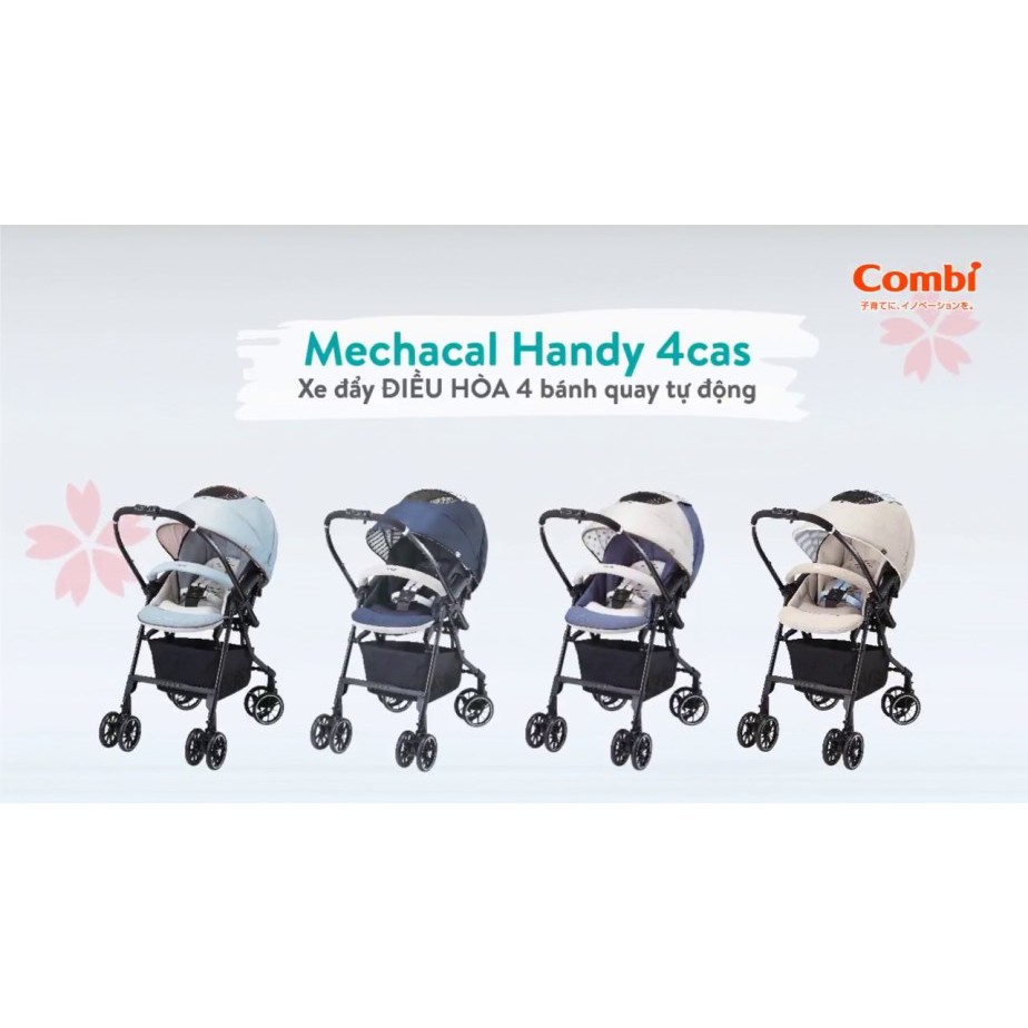 Xe đẩy Combi Mechacal Handy 4 bánh quay tự động xanh navy