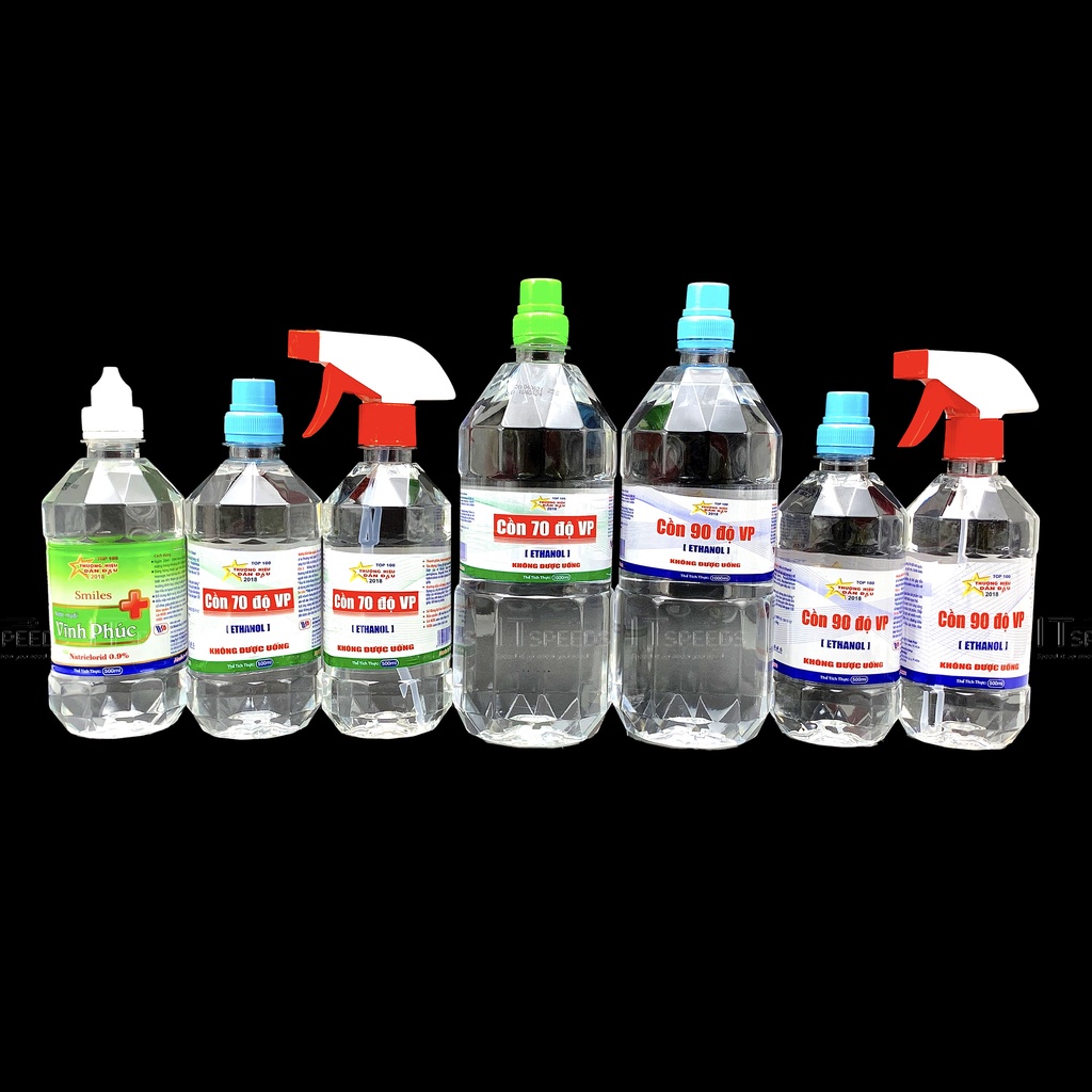 Cồn Y tế 70 Độ- 90 Độ Vĩnh Phúc Vòi Xịt, Vòi Thường Dung Tích 500Ml, 1000Ml, Nước Muối Súc Miệng  0.9% Natriclorid 500Ml