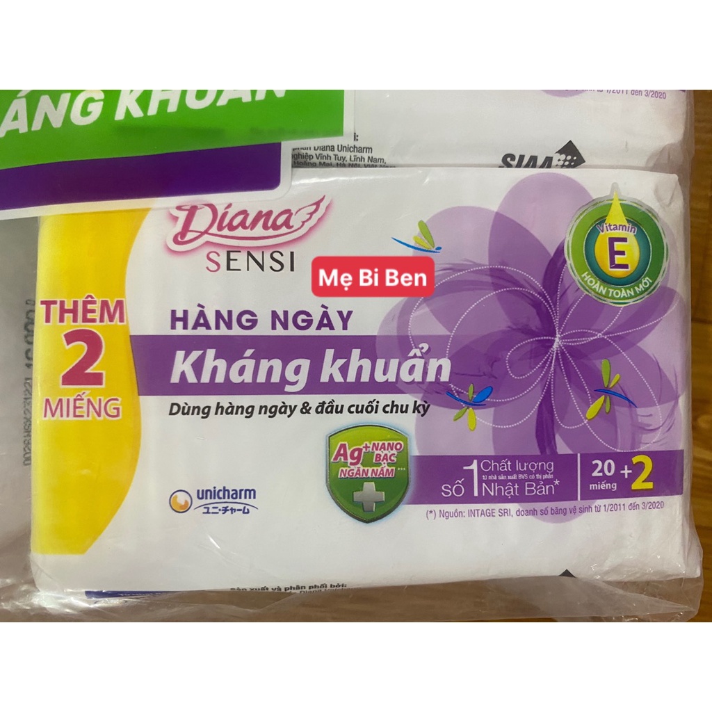 THÙNG 48 Gói Băng Vệ Sinh Diana Sensi Hàng Ngày Kháng Khuẩn 20 miếng Hàng chính hãng