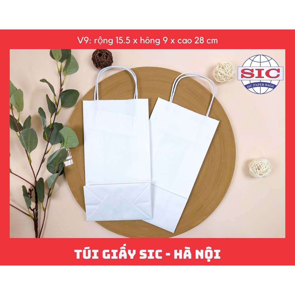 [COMBO 100 CHIẾC] TÚI GIẤY KRAFT V9: 15.5x9x28 CÓ QUAI ( ẢNH THẬT)