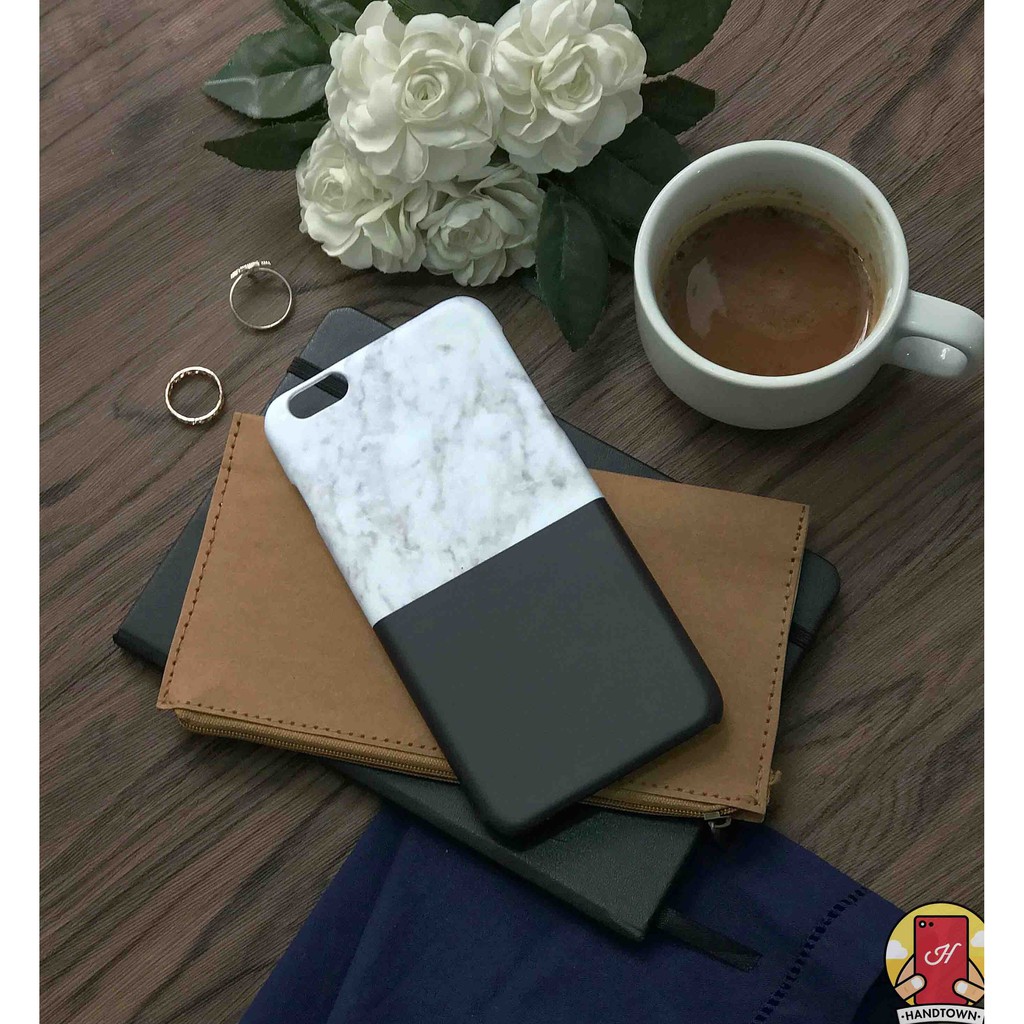 Ốp in họa tiết đá Marble đen trắng cho điện thoại iPhone/Samsung/Oppo/Sony