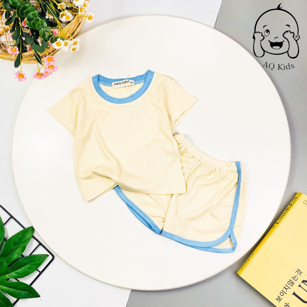 [FREESHIP] Bộ gân tăm thun lạnh cộc tay bé trai chính hãng Minlybaby BCGL