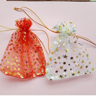 Túi voan lưới có dây rút họa tiết ngôi sao kích thước 9x12cm gói đồ quà tặng ý nghĩa tiện lợi