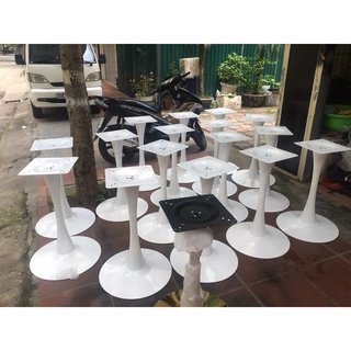 Chân Bàn Trụ Sắt Tulip Mâm Tròn Đen - Trắng Dùng Cho Bàn Caffe, Bàn Ăn