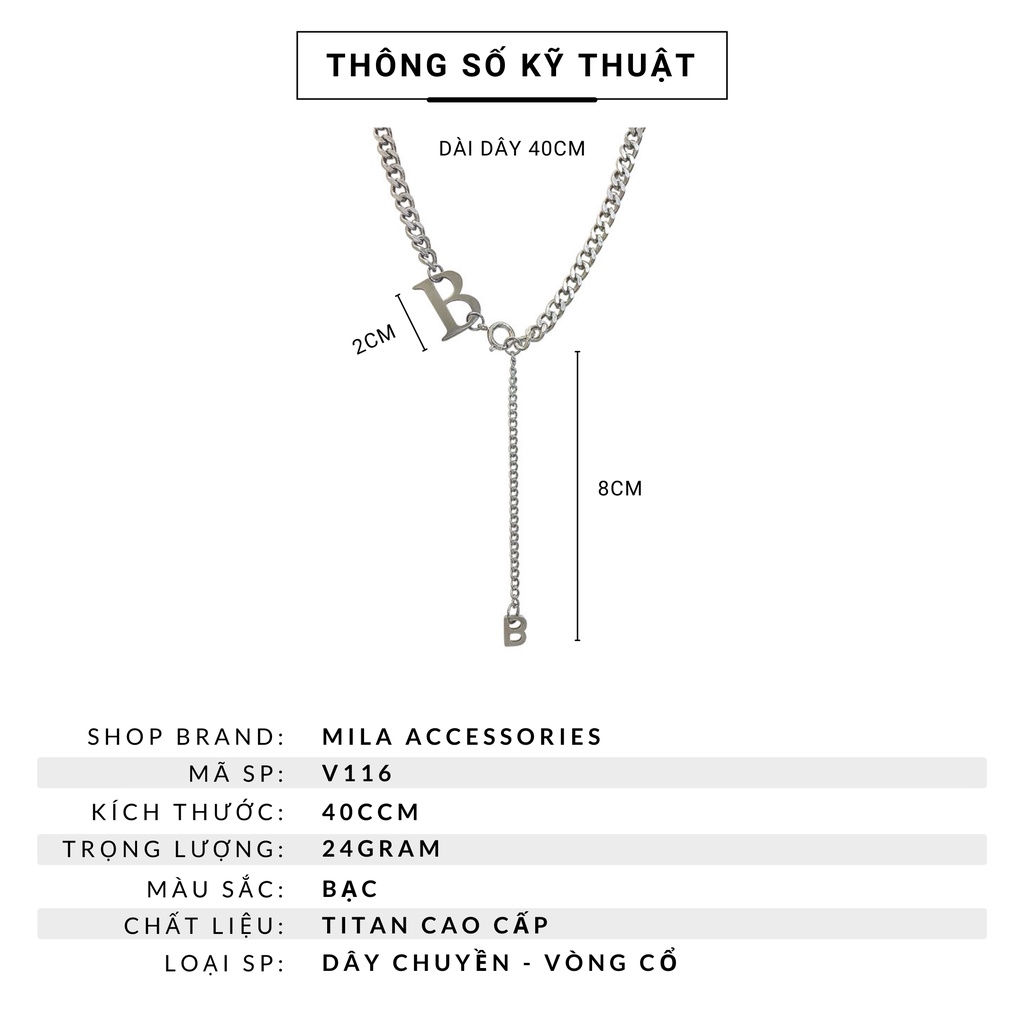 Vòng cổ nữ titan đẹp cao cấp MILA V116 ❤️CÁ TÍNH❤️ Titan cao cấp không gỉ sáng bóng Mila Accessories