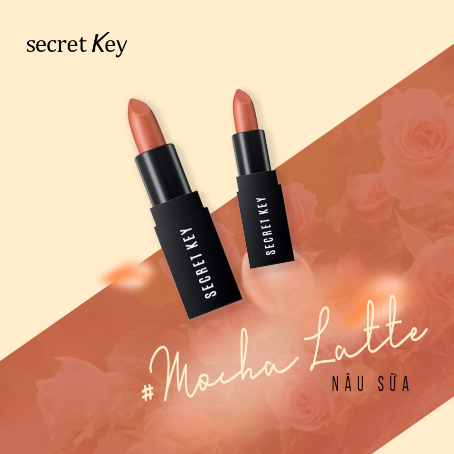 Son Lì Secret Key Fitting Forever Lipstick Hàn Quốc - Màu 16 Mocha Latte (Cam đất)