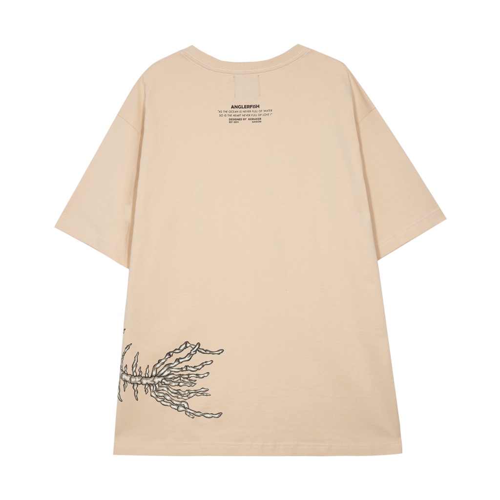 Áo Thun Oversize REMAKER Anglerfish Tee Unisex - Kem - Local Brand Chính Hãng