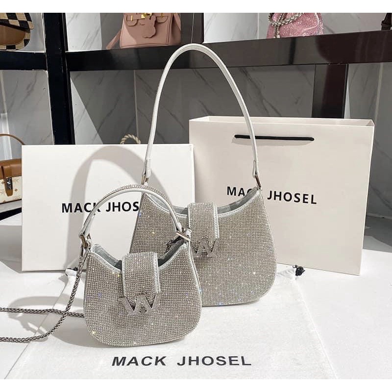 Túi kẹp nách Alex Wang đính nạm đá siêu lấp lánh Super fullbox size 15 22