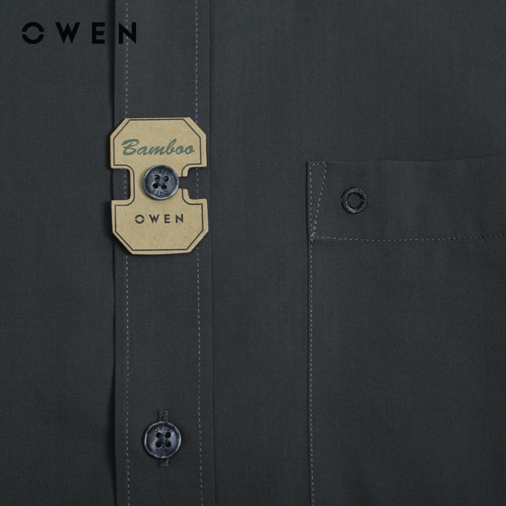 OWEN - Áo sơ mi dài tay Regular Fit màu Xanh rêu Bamboo - AR221060DT