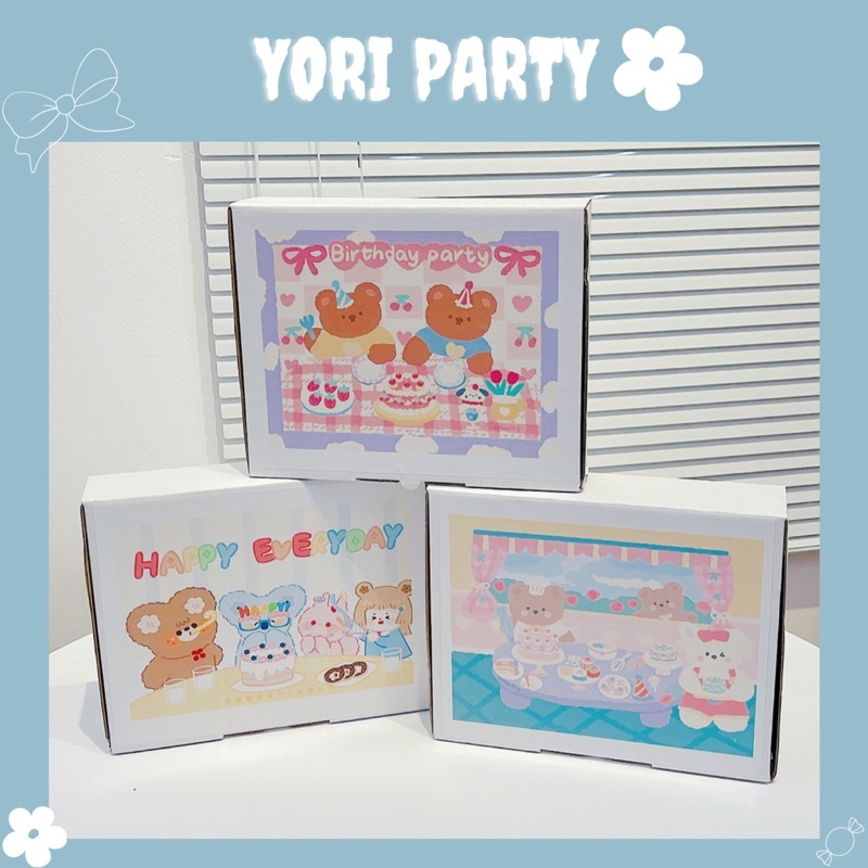Hộp Đựng Quà Chúc Mừng Sinh Nhật Size 25x20x6 In Hình Gấu Ngộ Nghĩnh - Yori Party