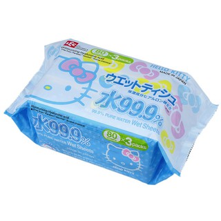 Combo 3 gói giấy ướt lec hello kitty ss232 nhật bản 99,9% nước tinh khiết