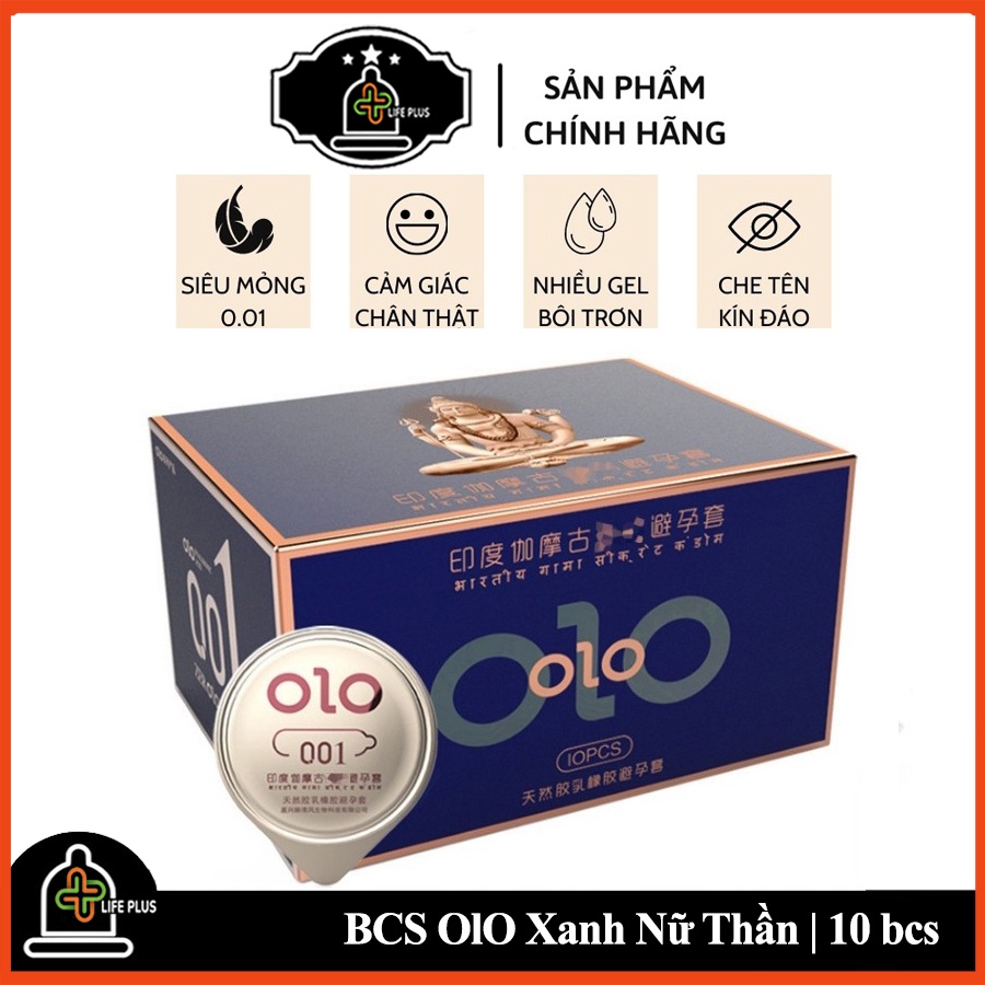 Bao Cao Su Siêu Mỏng OLO Nữ Thần Tăng Thời Gian QH, Nhiều Gel Bôi Trơn Hộp 10 bcs - Tặng Bao Cao Su LP01-Life Plus Store