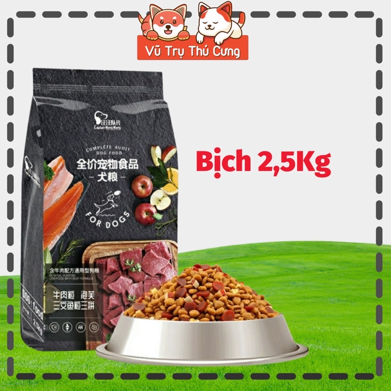 (2,5Kg) Hạt Captain cho Chó kén ăn, từ thịt bò, cá hồi và táo đỏ