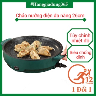 Chảo nướng điện đa năng mini size 26 cm, chảo điện chống dính sang trọng nhanh chín thức ăn - bảo hành 12 tháng