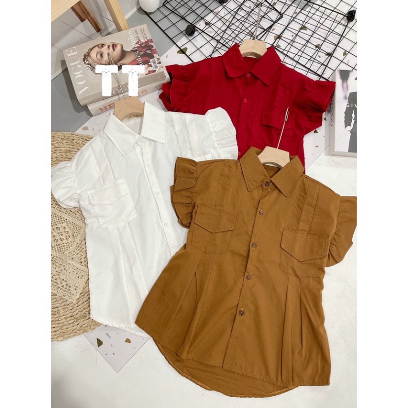 Áo sơ mi cộc tay bèo cánh tiên hotrend 2020 A606 Nội y xanh chất siêu mát, co dãn, mầu đen trắng