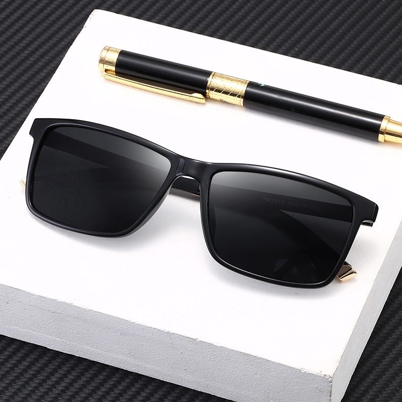 Men Polarized TR90 Sunglasses Vintage Anti-UV Driving Driver Black Goggles Eyewear Rectangle Shades