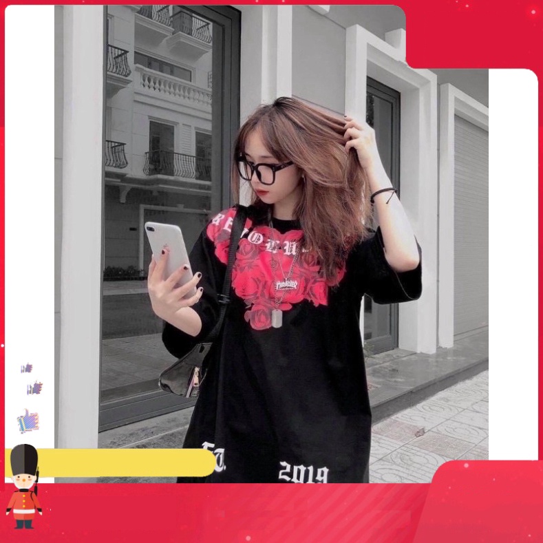 km Áo thun nam nữ HOTTREND 2021 - Áo phông in hoa hồng 5D sắc nét, chất vải mềm mịn mặc cực mát, dễ chịu sỉ ib