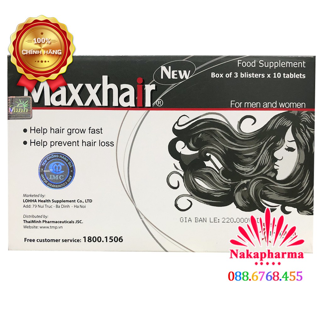 ✅ [6 TẶNG 1] MAXXHAIR - Mọc tóc, giúp giảm rụng tóc, kích thích tóc mọc nhanh, chắc khỏe, suôn mượt, bóng đẹp Maxhair