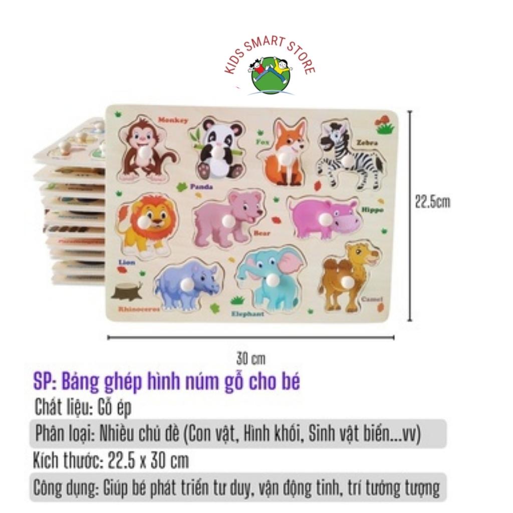 Đồ Chơi Bảng ghép hình núm gỗ có núm cầm cho bé