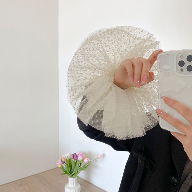 Dây Cột Tóc Lưới Chấm Bi Thanh Lịch Kiểu Nhật Hàn