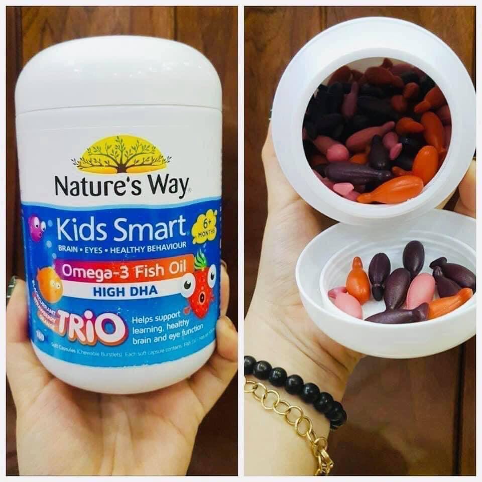 Kẹo Gummies cho trẻ em Kids Smart Omega Trio 180v Úc