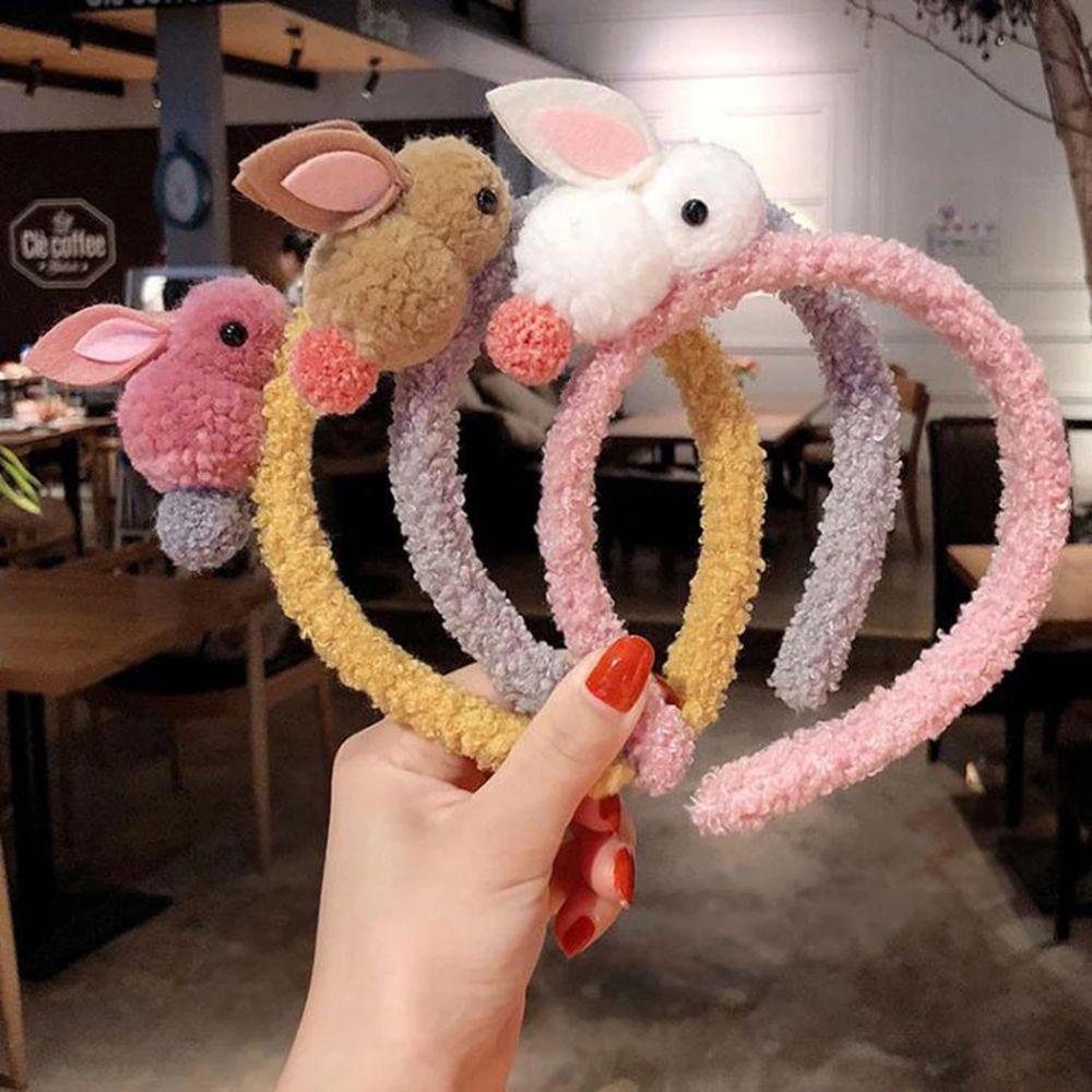 Dây Cột Tóc Cao Su Co Giãn Đính Bóng Lông Thỏ Dễ Thương Dành Cho Bạn Gái