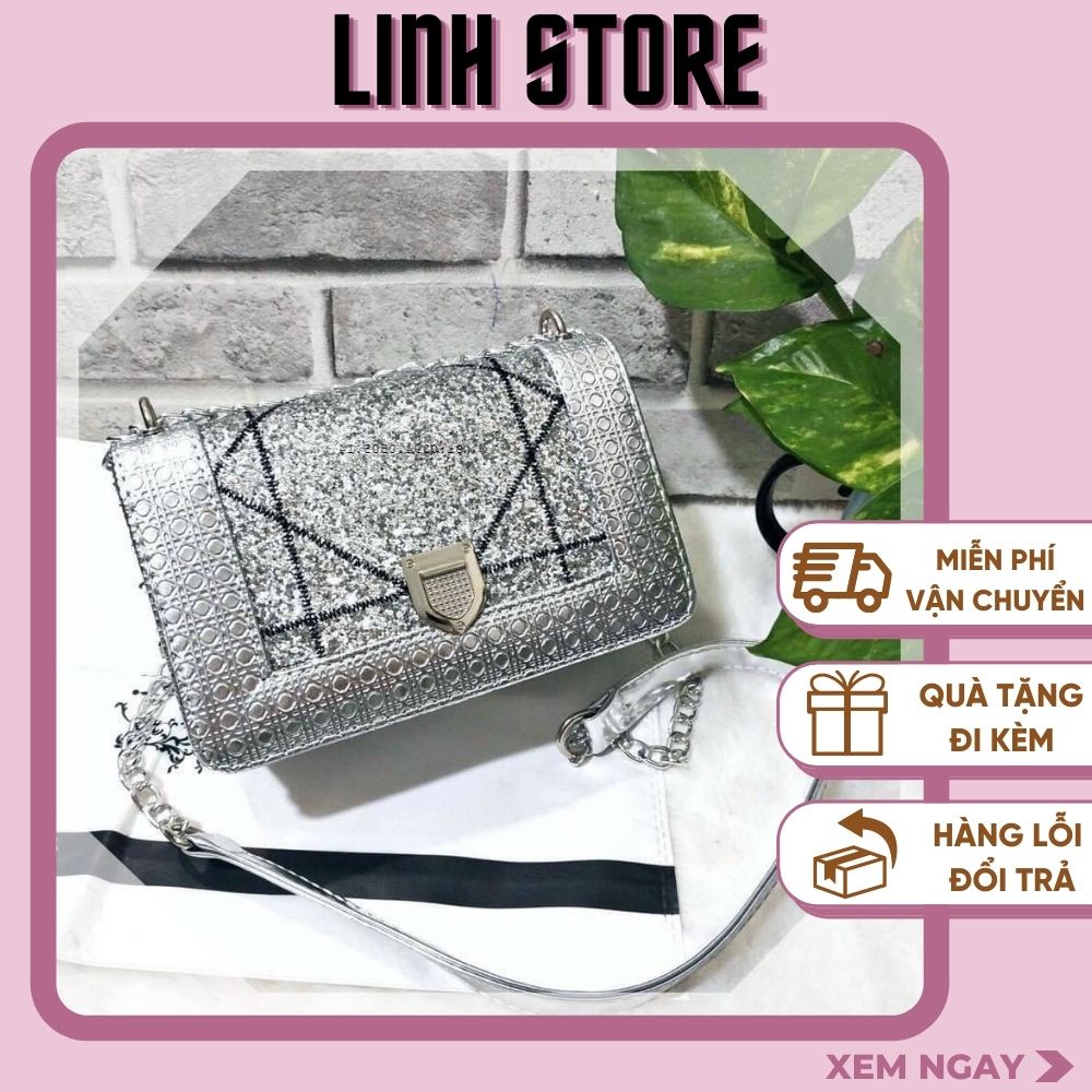 Túi Xách Dra 💖Linh Store💖 Túi Xách Đeo Chéo Nữ Nhũ Kim Sa Hộp Nhật Sang Trọng Thời Trang - LS27