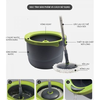 CÂY LAU NHÀ 360 ĐỘ MINI SPIN LOCK&LOCK EMT498