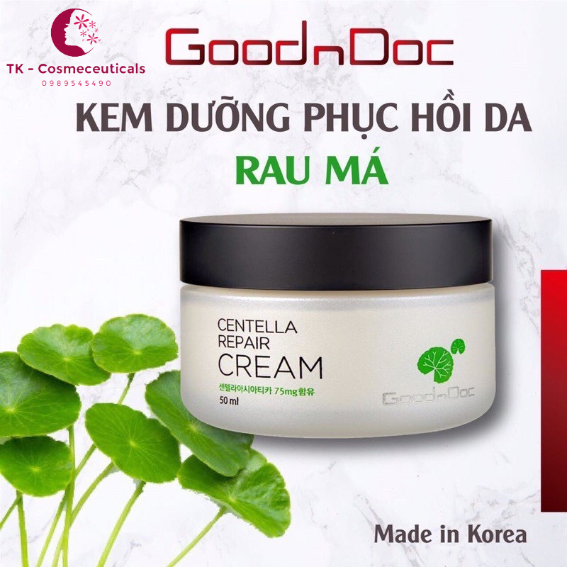 Kem Dưỡng Trắng Da Rau Má GOODNDOC CENTELLA REPAIR CREAM - 50ml