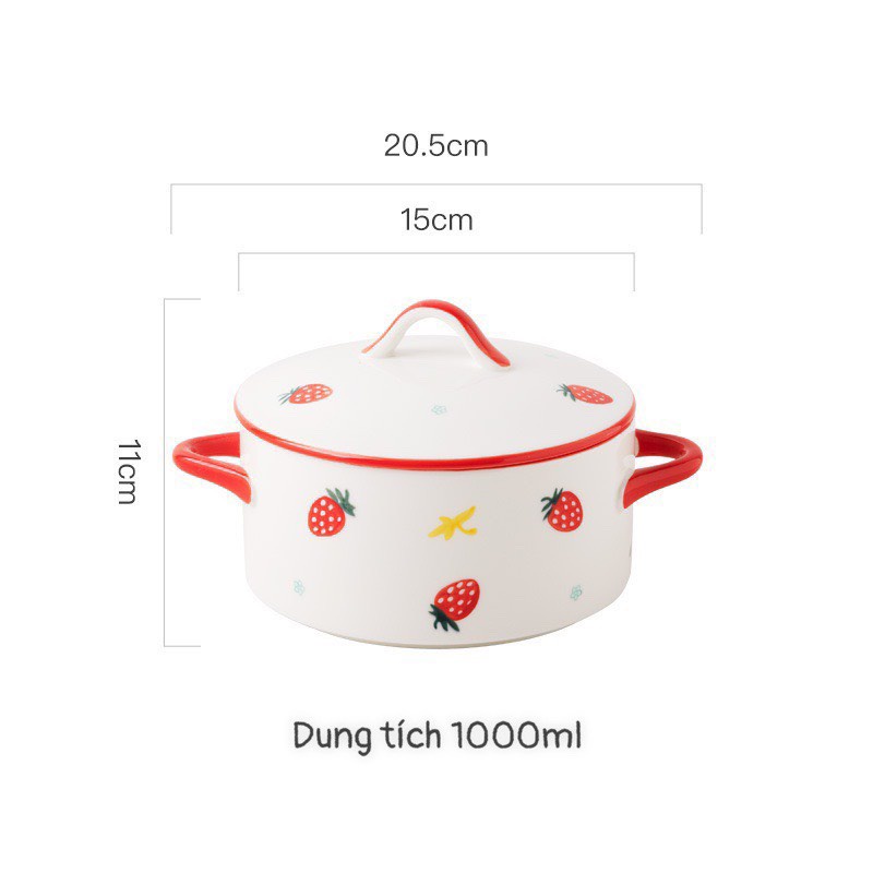 (SẴN HÀNG) Nồi úp mì hình dâu và cá 1000ml
