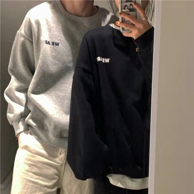 【ZHELIHANGFEI】Áo Thun Nỉ Tay Dài Dáng Rộng In Chữ Trẻ Trung Hợp Thời Trang Cho Cặp Đôi