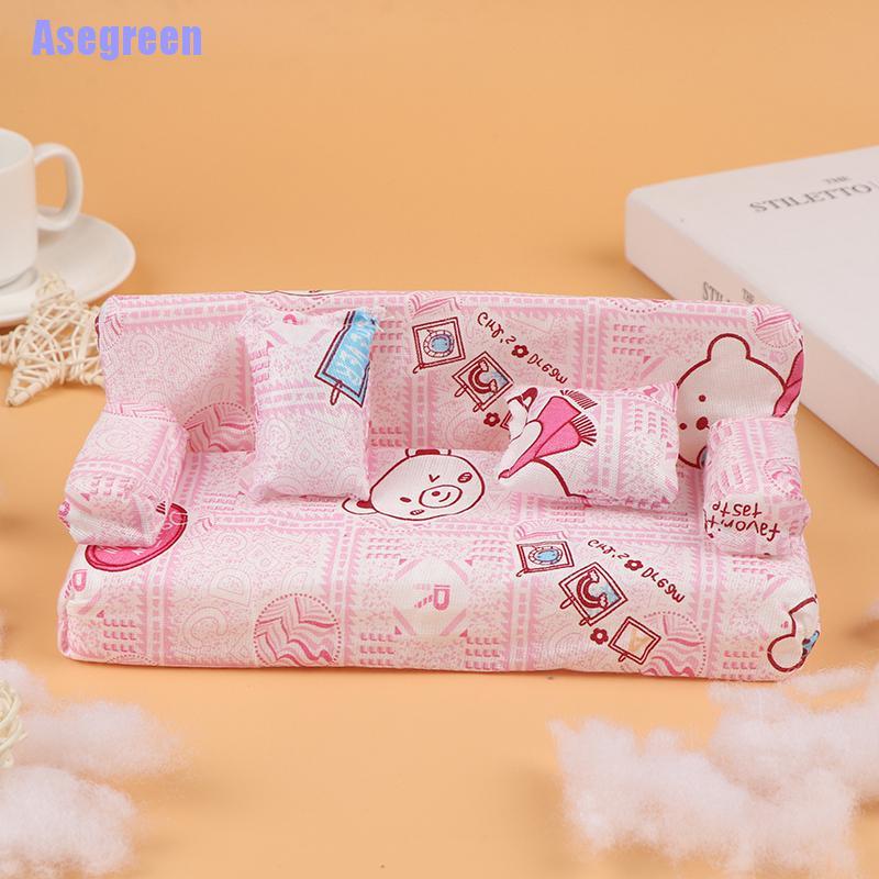 Set ghế sofa và 2 gối mini trang trí nhà búp bê