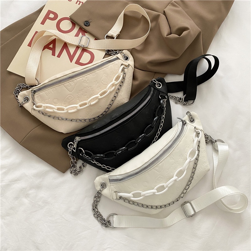 Túi Đeo Chéo Ngực Nhỏ Gọn Phối Dây Xích Phong Cách Phương Tây Thời Trang Cho Nữ 2021