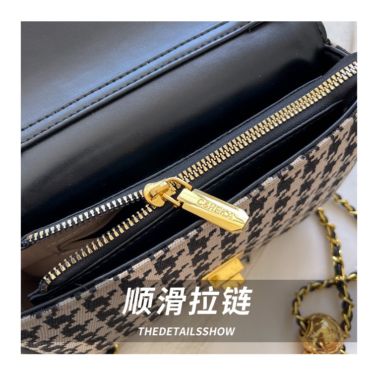 Túi Đeo JASMIN NOIR Chéo Canvas Nắp Gập Phối Dây Xích Thời Trang Dành Cho Nữ