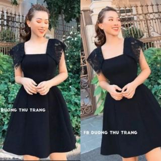 Đầm xòe tay phối ren lưới Cao Cấp