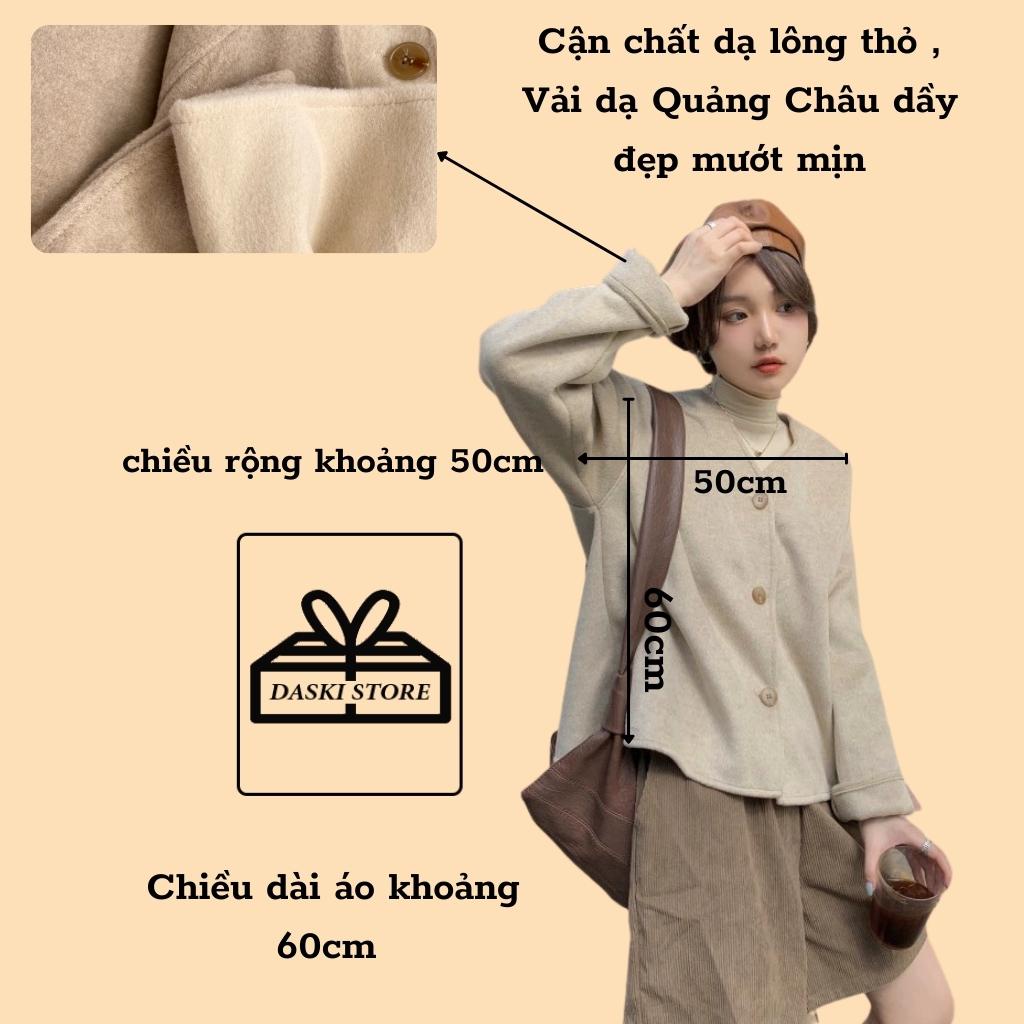 Áo Khoác Dạ -  Áo khoác lông thỏ cổ tim nữ 2 màu Daski | BigBuy360 - bigbuy360.vn