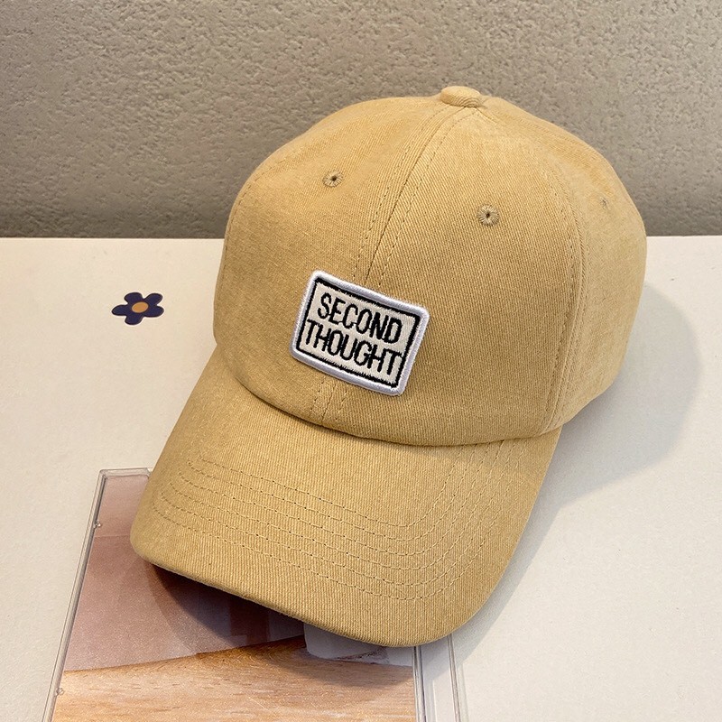 Mũ Nón Lưỡi Trai Thêu Chữ SECOND THOUGHT Chất Nhung Mịn Unisex Thời Trang Nam Nữ Cá Tính Độc Đáo