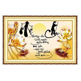 Tranh thêu chữ thập 3D CÔNG ƠN CHA MẸ 222967 CHƯA THÊU.