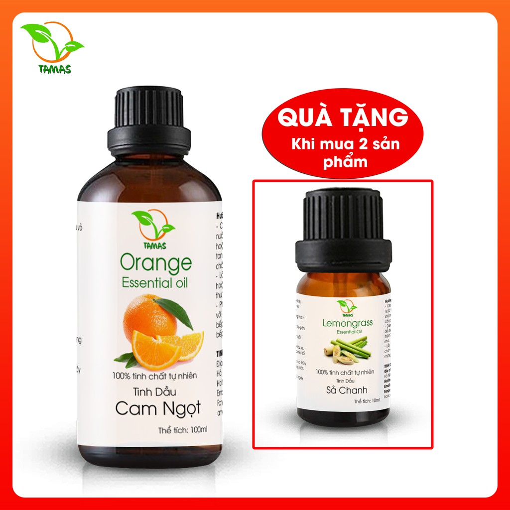 Tinh dầu Cam ngọt nguyên chất TAMAS 100ml thơm phòng, thư giãn, khử mùi nhà bếp.