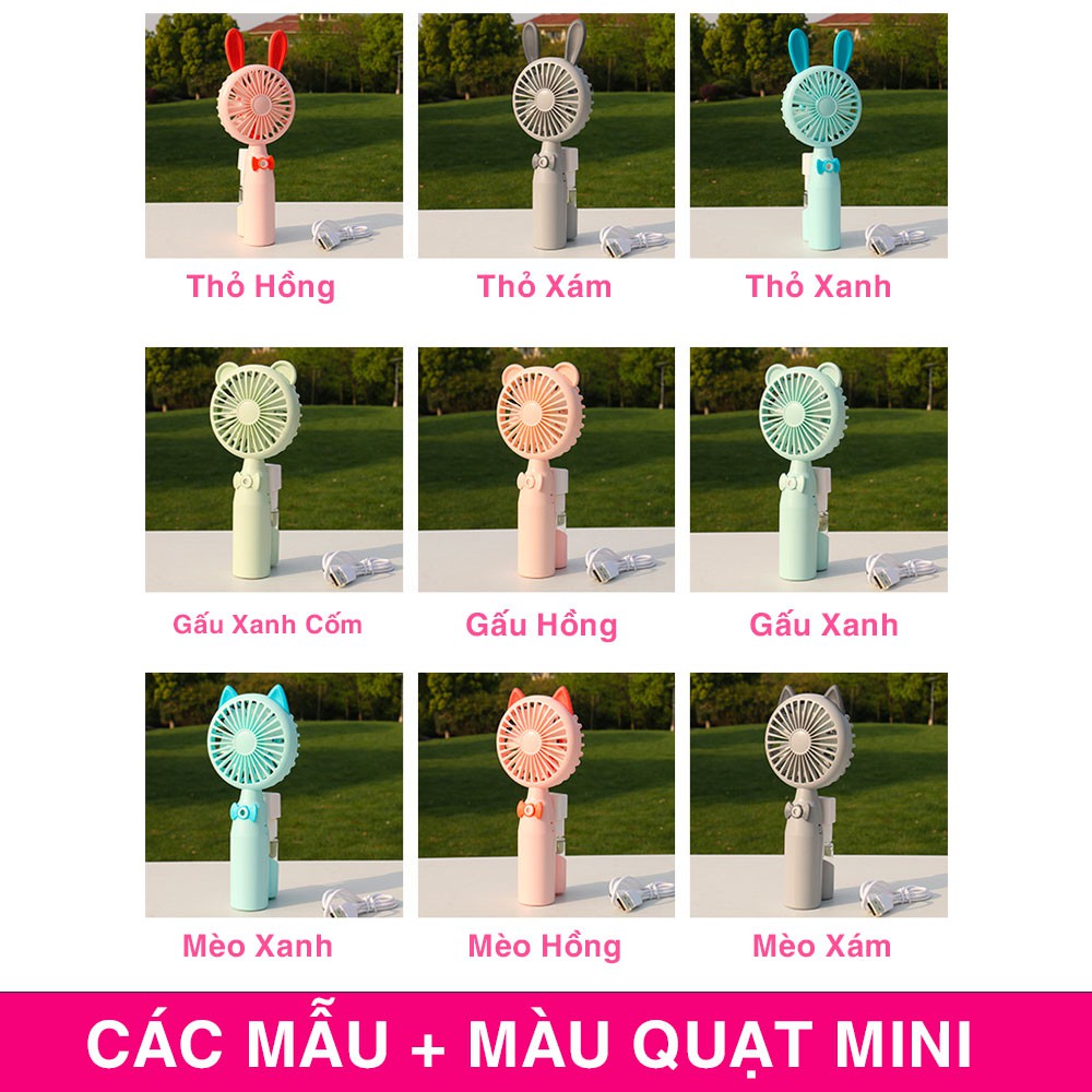 Quạt Mini Cầm Tay 7 Cánh Cực Mát Tích Điện 8 Tiếng Phun Hơi Nước
