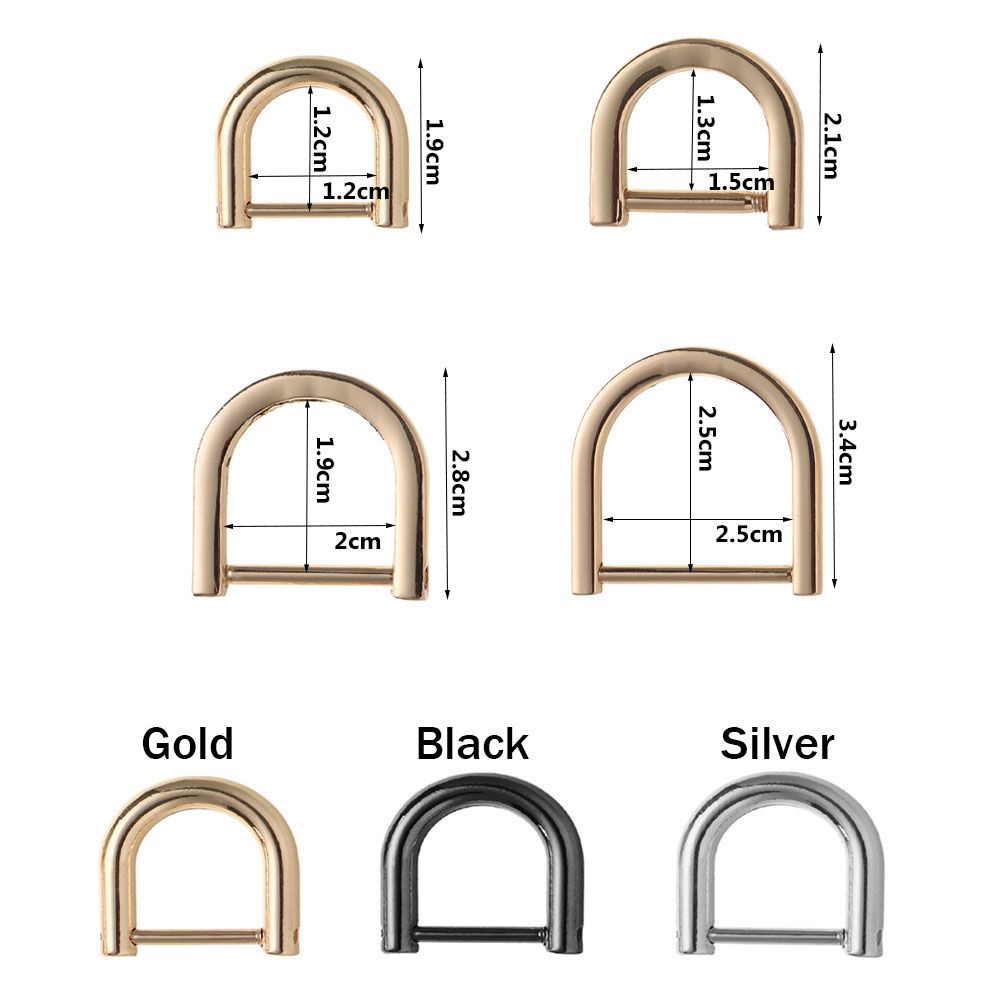 Phụ kiện móc nối hình chữ D bằng kim loại nhiều màu có thể tháo rời cho dây đeo túi xách da
