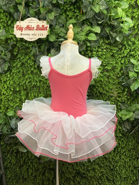 Váy múa tay tiên phối màu hồng