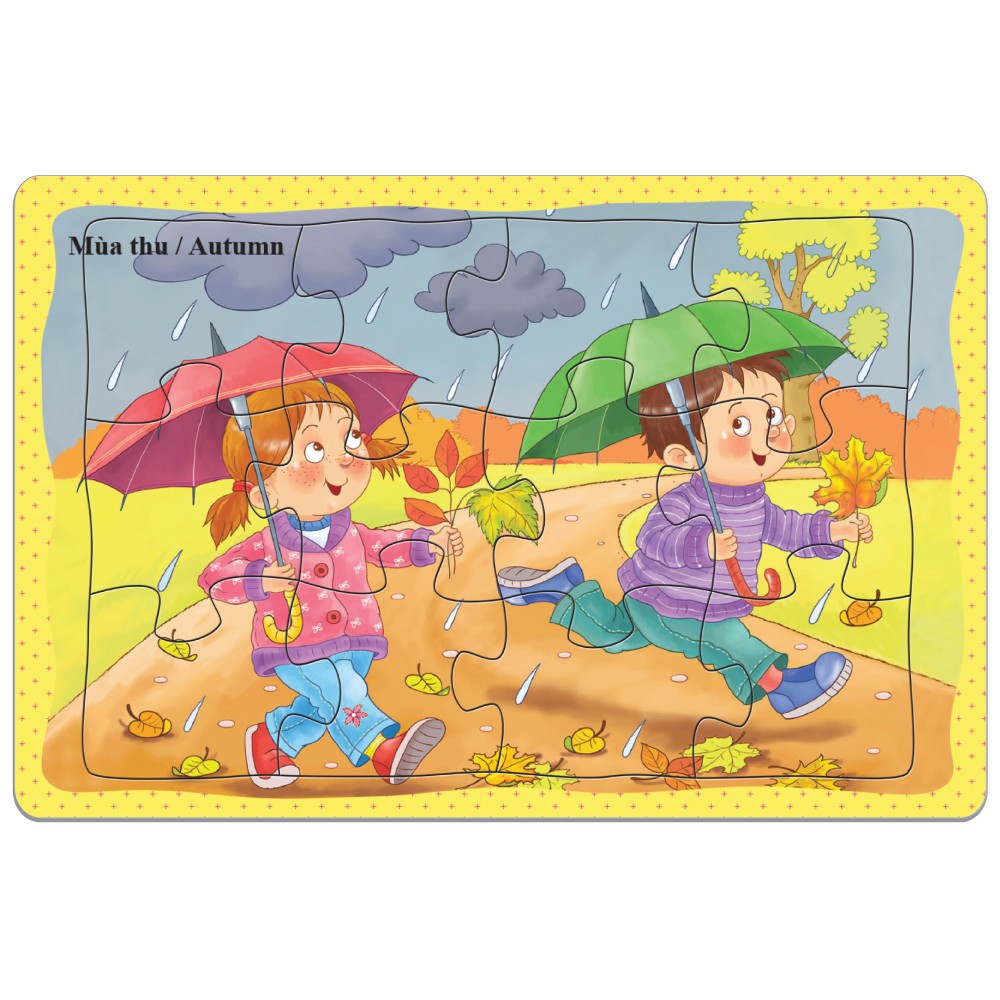 Tranh Xếp hình 12 mảnh: Xe, đông vật, bé yêu. Đồ chơi trí tuệ cho bé từ 3 tuổi. Hàng Việt Nam Chất lượng cao.