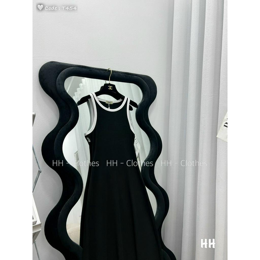 hàng tăm qc- đầm ba lỗ viền trắng dáng dài xòe