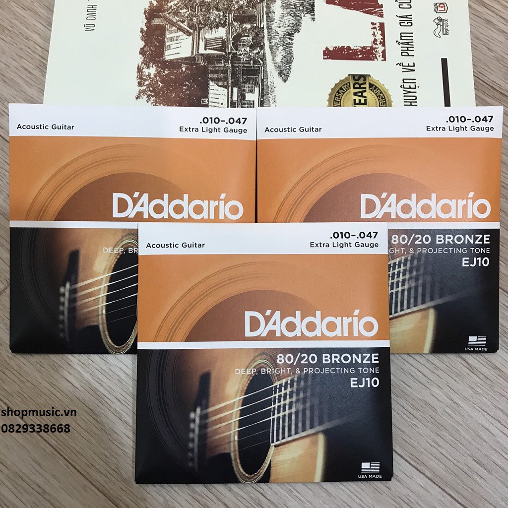 DÂY GUITAR AUCOUSTIC D'ADDARIO EJ10 (HÀNG CHÍNH HÃNG)